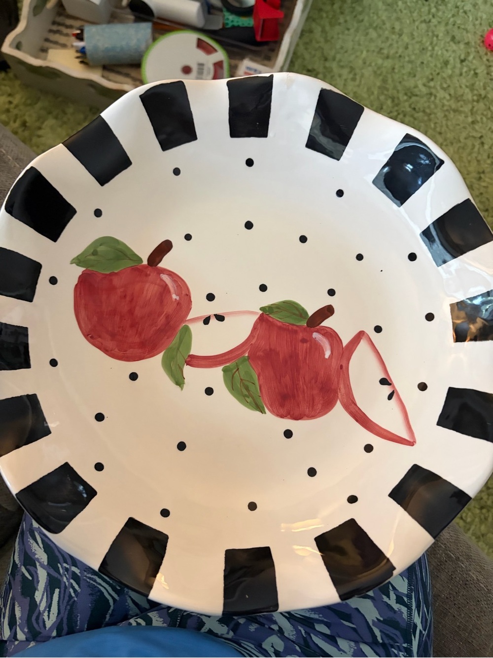 Hand-Painted Red Apple Ceramic Bowl Imani- 15”